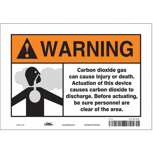 Condor Safety Sign, 7 in Height, 10 in Width, Vinyl, Vertical Rectangle, English, 476F86 - 476F86