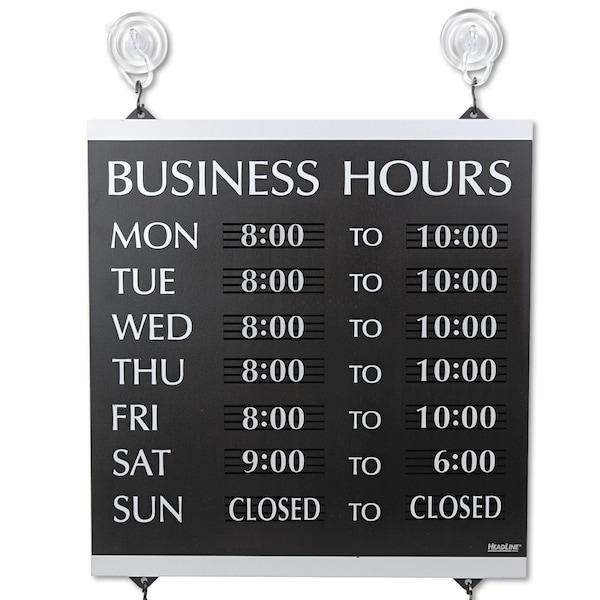 Headline Sign Business Hours, 13" W x 14" H - 4247