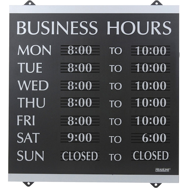 Headline Sign Business Hours, 13" W x 14" H - 4247