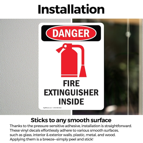 Signmission Fire Extinguisher Inside Danger Sign, Vinyl Decal, 7in W x 10in L, 2PK - OS-2PACK-DS-D-710-V-2381