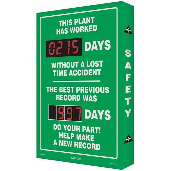 Accuform Electronic Safety Scoreboard, 28 in H x, 20 in W, Aluminum - SCK119