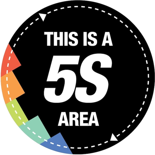 5S Supplies 5S Area Floor Sign 12in Diameter Non Slip Floor Sign - FS-5SAREABLK-12
