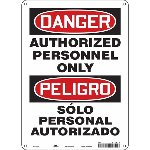 Condor Safety Sign, 14 in Height, 10 in Width, Polyethylene, Vertical Rectangle, English, Spanish, 472M25 - 472M25