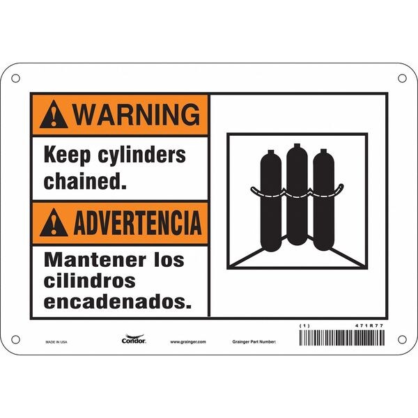 Condor Safety Sign, 7 in H, 10 in W, Vertical Rectangle, English, Spanish, 471R77 - 471R77