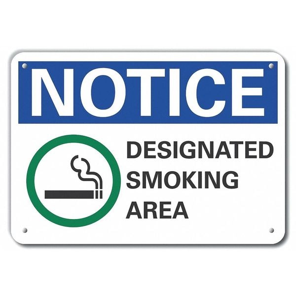 Lyle Plastic Smoking Area Notice Sign, 7" H, 10" W, Plastic, Vertical Rectangle, LCU5-0069-NP_10X7 - LCU5-0069-NP_10X7
