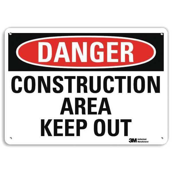 Lyle DANGER CONSTRUCTION AREA KEEP OUT, 7 in x 10 in, Plastic, U3-1244-NP_10X7 - U3-1244-NP_10X7