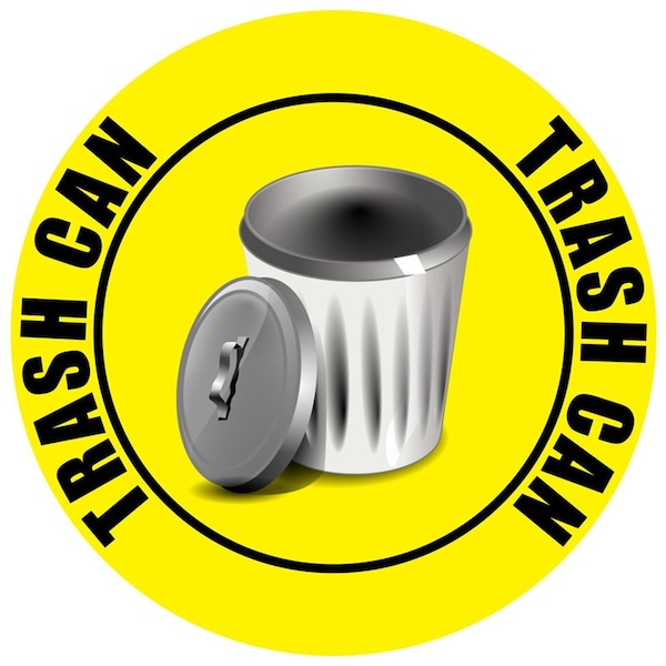 5S Supplies Trash Can 16in Diameter Non Slip Floor Sign - FS-TRASHCN-16