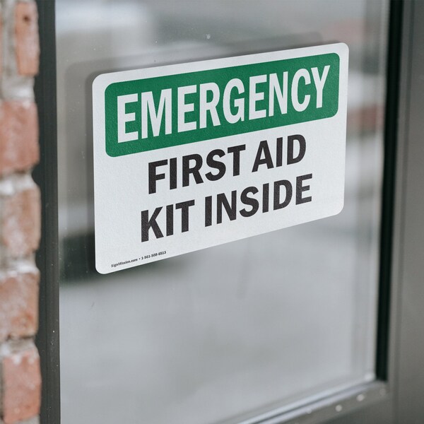 Signmission First Aid Kit Inside, 7 in W x Rectangle, Vinyl Decal - OS-2PACK-EM-D-57-L-10323