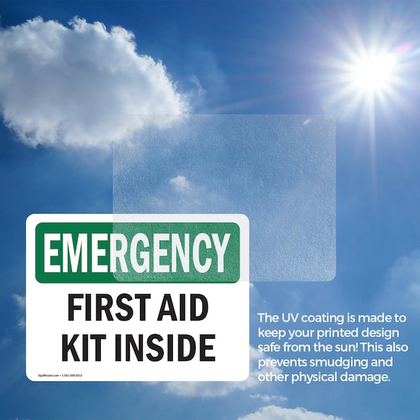 Signmission First Aid Kit Inside, 7 in W x Rectangle, Vinyl Decal - OS-2PACK-EM-D-57-L-10323