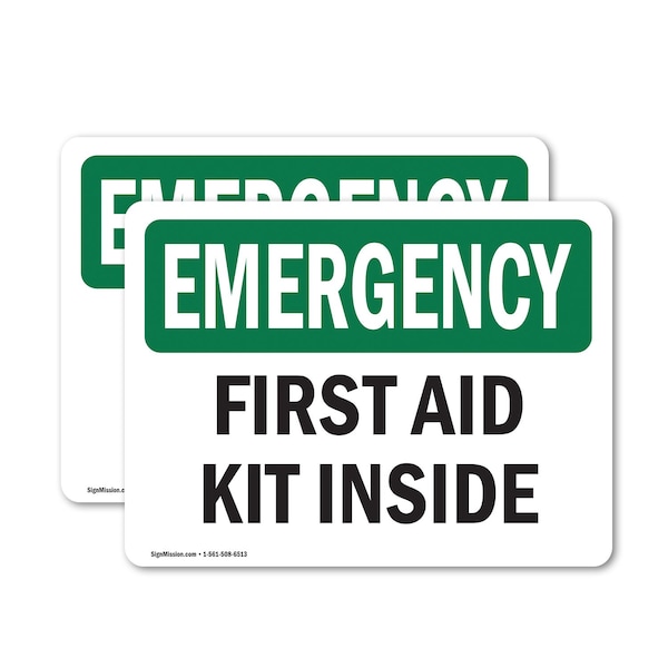 Signmission First Aid Kit Inside, 7 in W x Rectangle, Vinyl Decal - OS-2PACK-EM-D-57-L-10323