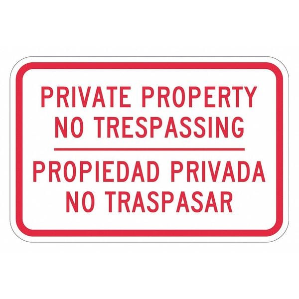 Lyle Warning Sign, 12 in H, 18 in W, Aluminum, Horizontal Rectangle, English, Spanish, T1-3163-HI_18x12 - T1-3163-HI_18X12