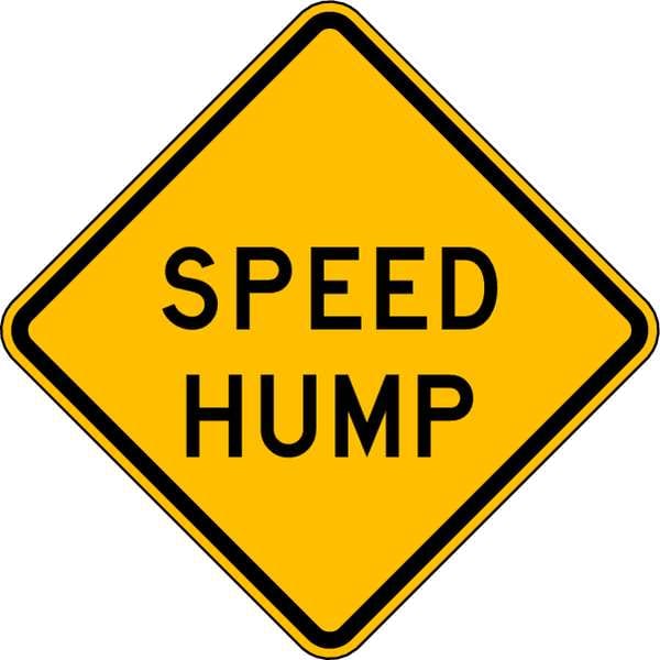 Lyle Speed Hump Traffic Sign, 24 in H, 24 in W, Aluminum, Diamond, English, W17-1-24HA - W17-1-24HA