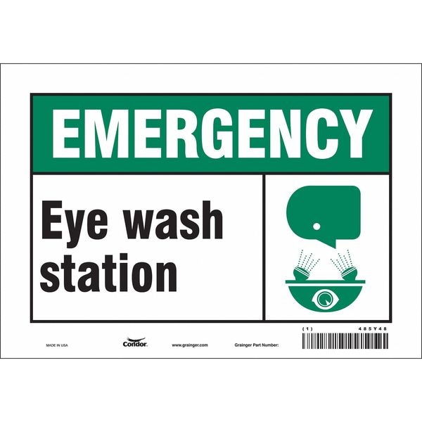 Condor EYE WASH STATION, 10 in W x 7 in H, Vertical Rectangle, Vinyl, 485Y48 - 485Y48