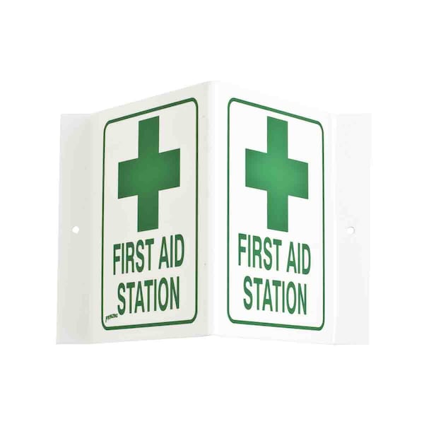 Brady First Aid Station, 9" W x 6" H, Rectangle, Acrylic, V1FS03A - V1FS03A