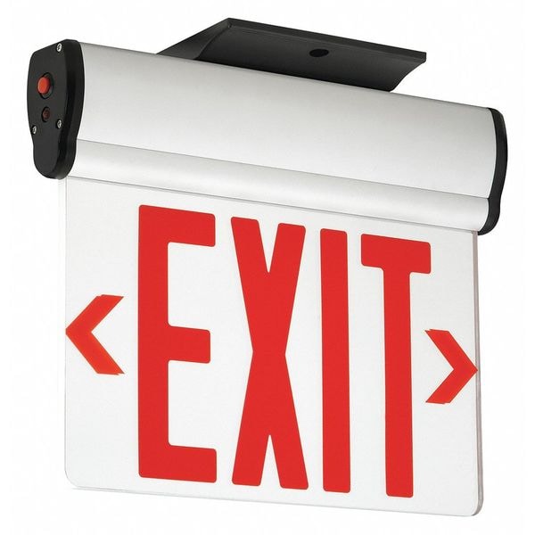 Dual-Lite Edge-Lit Exit Sign, LED, Battery BackUp, Rd, CELS1RNE - CELS1RNE