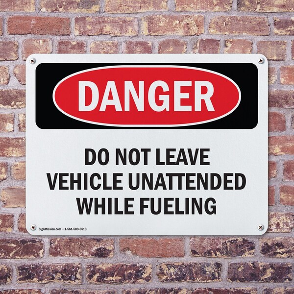 Signmission Do Not Leave Vehicle Unattended While, 18 in W x Rectangle, Aluminum - OS-2PACK-DS-A-1218-L-2066