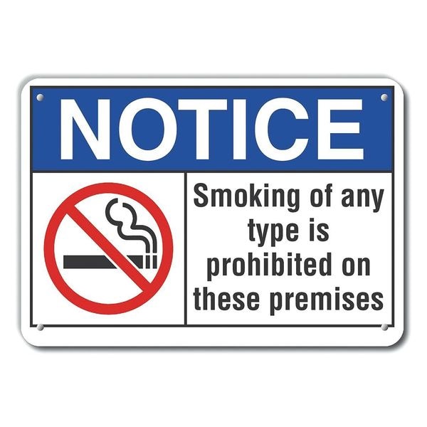 Lyle Plastic No Smoking Notice Sign, 7" H, 10" W, Plastic, Vertical Rectangle, LCU5-0030-NP_10X7 - LCU5-0030-NP_10X7