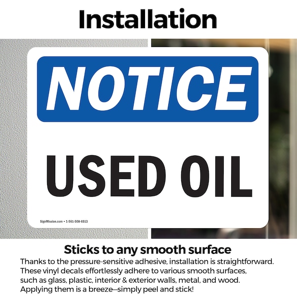 Signmission Used Oil, 10 in W x Rectangle, Vinyl Decal - OS-2PACK-NS-D-710-L-16793
