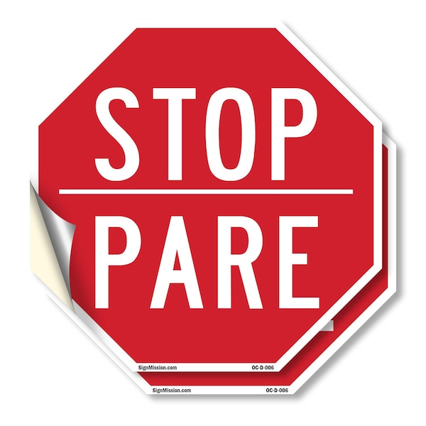 Signmission Stop Pare, 18 inch X 18 inch, Vinyl Decal, 2PK - OC-D-2PACK-18-6