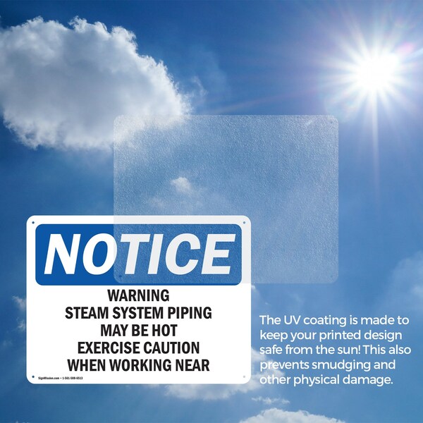 Signmission Hot Surface Sign, 10 in H x 14 in W, Aluminum, Warning Steam System Piping May Be Hot Exercise - OS-2PACK-NS-A-1014-L-18920