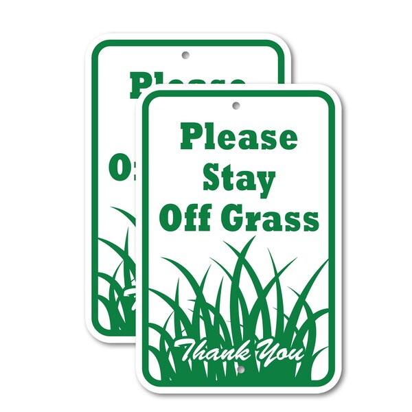 Signmission Please Stay Off Grass Thank You, 12'' X 18'' 2 Signs, Heavy Gauge Aluminum, 2PK - A-1218-2PACK-2866