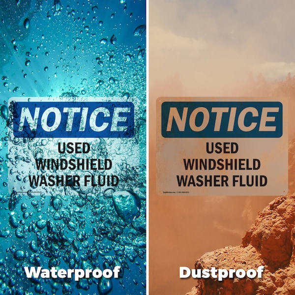 Signmission Used Windshield Washer Fluid, 5 in W x Rectangle, Vinyl Decal - OS-2PACK-NS-D-35-L-18839