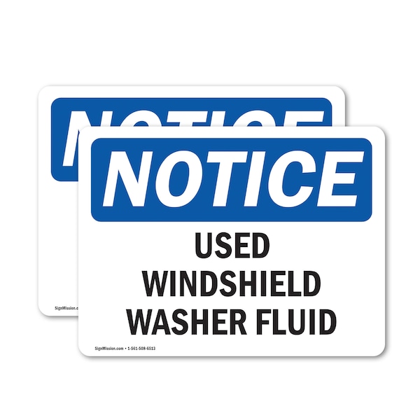 Signmission Used Windshield Washer Fluid, 5 in W x Rectangle, Vinyl Decal - OS-2PACK-NS-D-35-L-18839