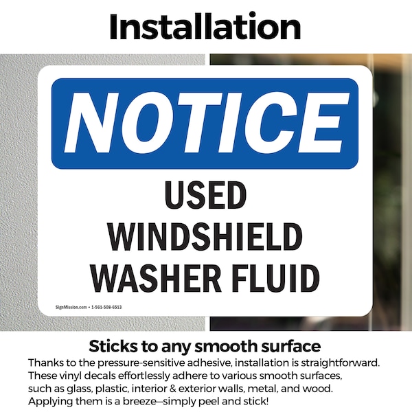 Signmission Used Windshield Washer Fluid, 5 in W x Rectangle, Vinyl Decal - OS-2PACK-NS-D-35-L-18839