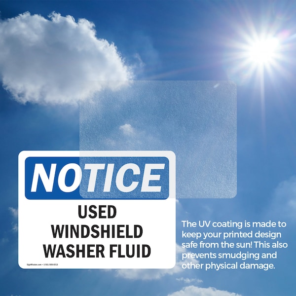 Signmission Used Windshield Washer Fluid, 5 in W x Rectangle, Vinyl Decal - OS-2PACK-NS-D-35-L-18839