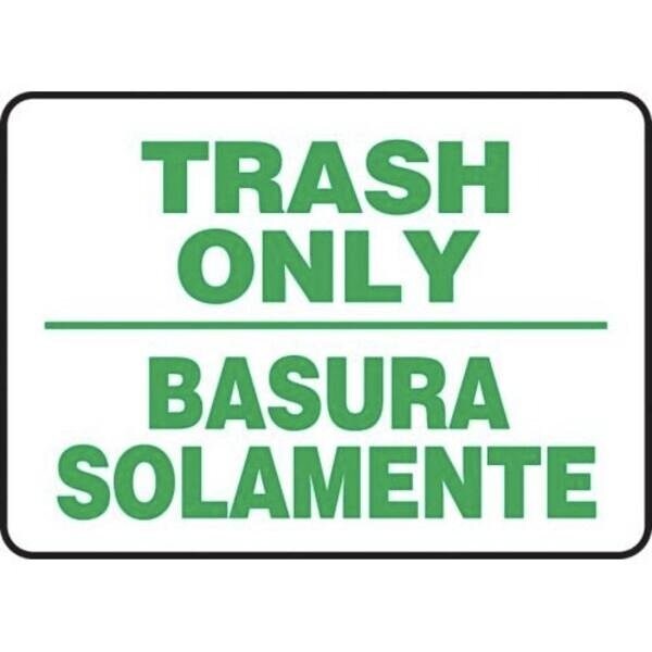 Accuform BILINGUAL Safety Sign TRASH ONLY SBMHSK503MXT - SBMHSK503MXT
