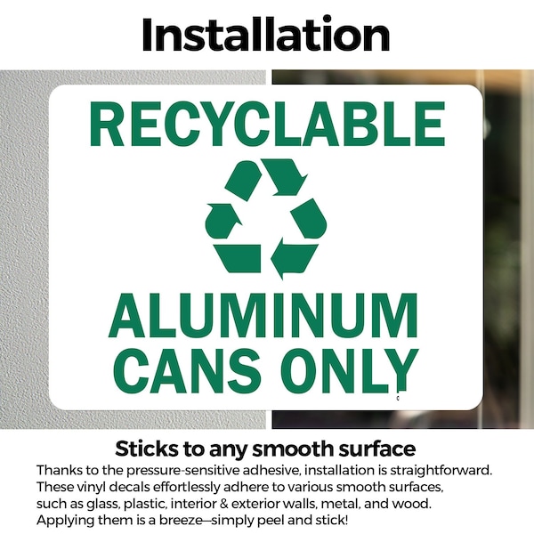 Signmission Recyclable Aluminum Cans Only with Graphic, 5 in W x Rectangle, Vinyl Decal - OS-2PACK-MISC-D-35-L-19507