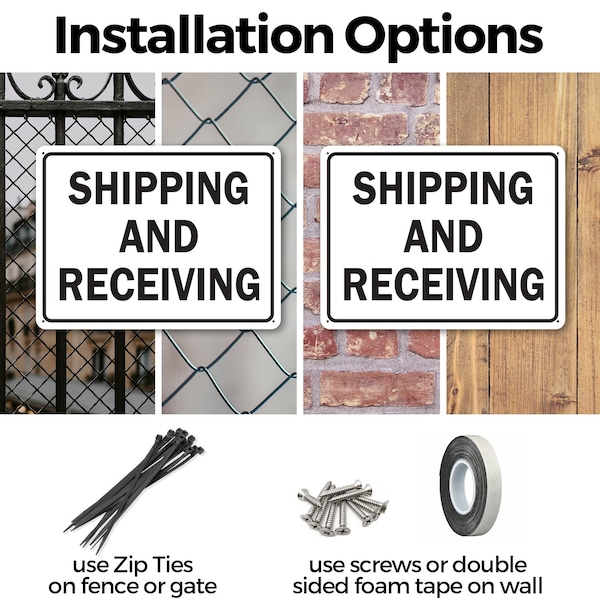 Signmission Shipping And Receiving Warehouse, 10 in W x Rectangle, Plastic - OS-2PACK-MISC-P-710-L-19513