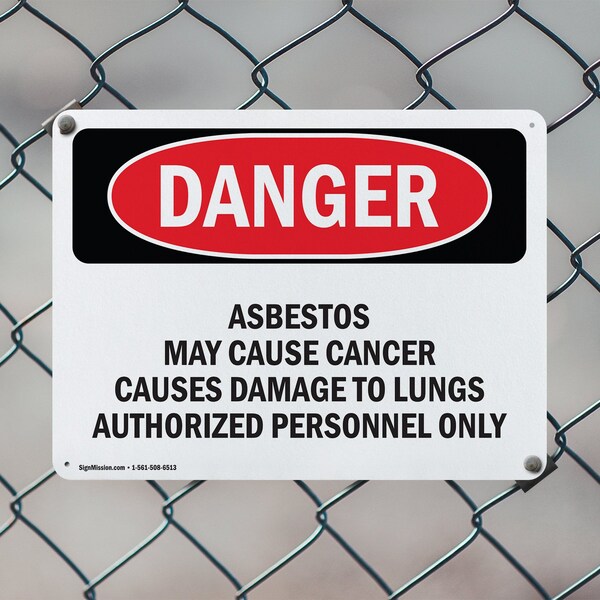 Signmission Contains Asbestos Fibers Danger Sign, Aluminum, 14in W x 10in L, 2PK - OS-2PACK-DS-A-1014-L-2050