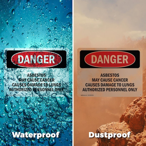 Signmission Contains Asbestos Fibers Danger Sign, Aluminum, 14in W x 10in L, 2PK - OS-2PACK-DS-A-1014-L-2050