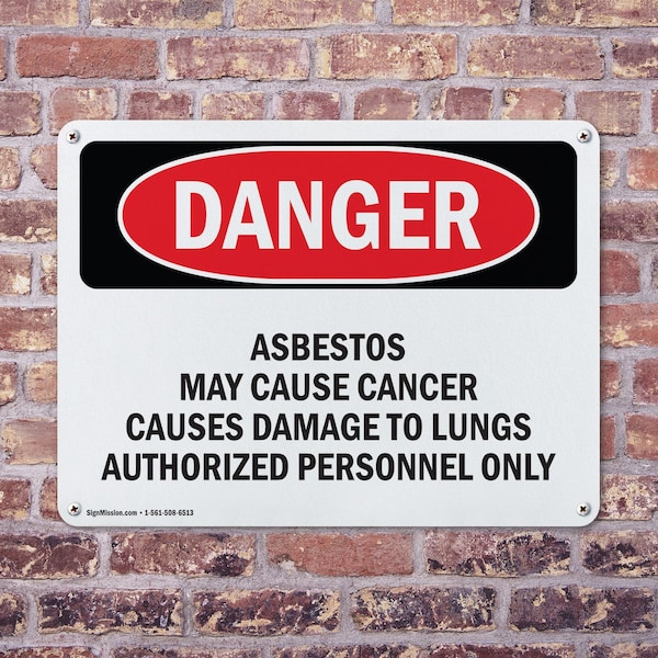 Signmission Contains Asbestos Fibers Danger Sign, Aluminum, 14in W x 10in L, 2PK - OS-2PACK-DS-A-1014-L-2050
