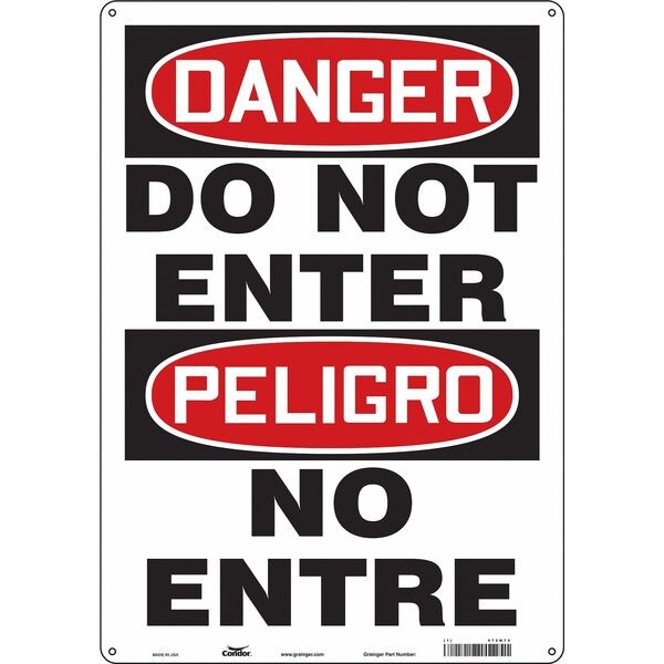 Condor Safety Sign, 20 in H, 14 in W, Polyethylene, Vertical Rectangle, English, Spanish, 472N75 - 472N75