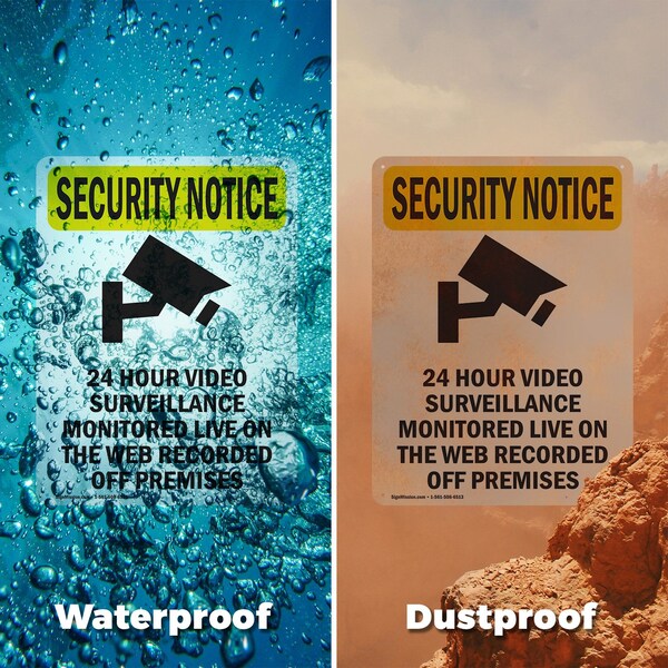 Signmission 24 Hour Video Surveillance With Symbol OSHA Security Notice Sign, Aluminum, 12in W x 18in L, 2PK - OS-2PACK-SN-A-1218-V-11692