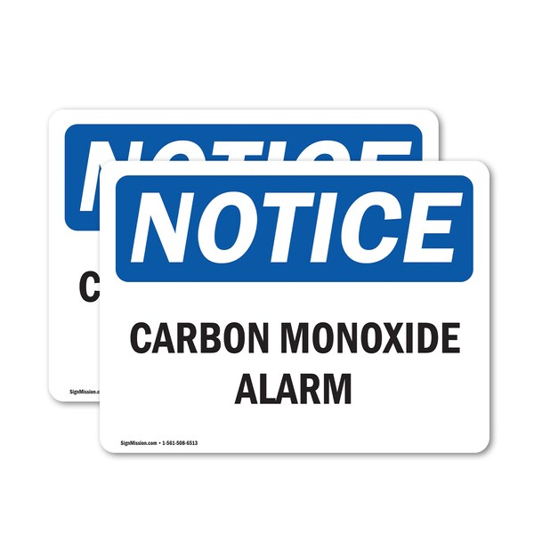 Signmission Carbon Monoxide Alarm, 18 in W x Rectangle, Vinyl Decal - OS-2PACK-NS-D-1218-L-10440