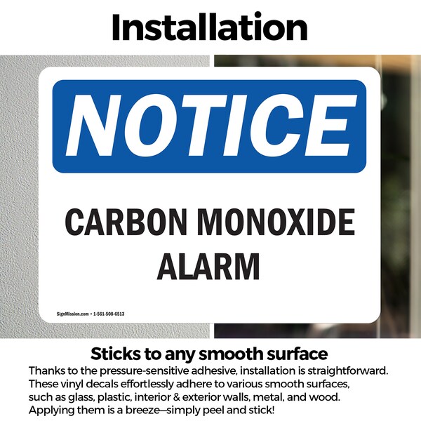 Signmission Carbon Monoxide Alarm, 18 in W x Rectangle, Vinyl Decal - OS-2PACK-NS-D-1218-L-10440