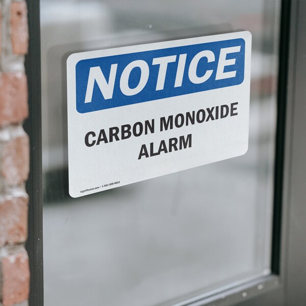 Signmission Carbon Monoxide Alarm, 18 in W x Rectangle, Vinyl Decal - OS-2PACK-NS-D-1218-L-10440