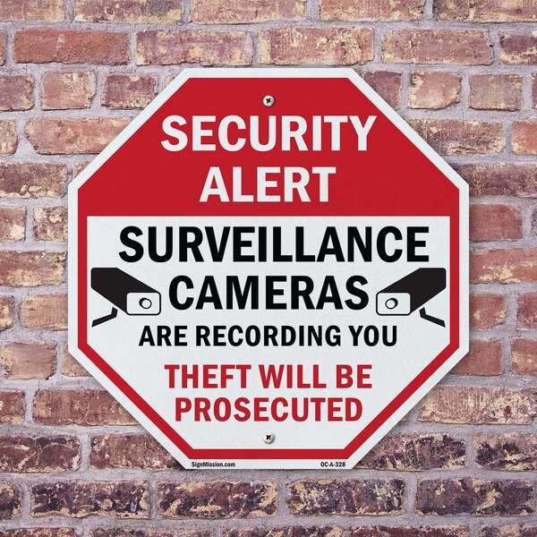 Signmission Security Alert Surveillance Cameras, 10 Inch X 10 Inch, Plastic Sign - OC-P-10-328