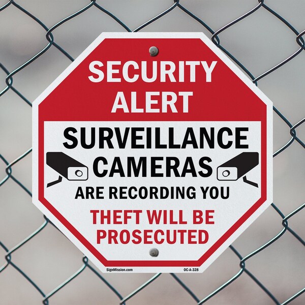 Signmission Security Alert Surveillance Cameras, 10 Inch X 10 Inch, Plastic Sign - OC-P-10-328