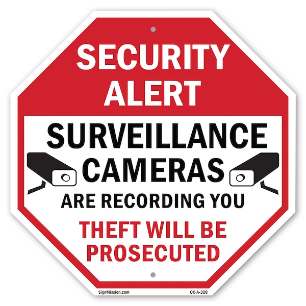 Signmission Security Alert Surveillance Cameras, 10 Inch X 10 Inch, Plastic Sign - OC-P-10-328