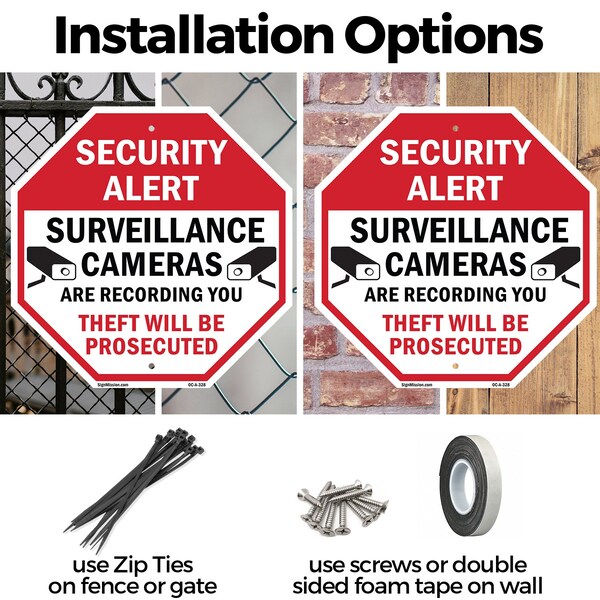 Signmission Security Alert Surveillance Cameras, 10 Inch X 10 Inch, Plastic Sign - OC-P-10-328
