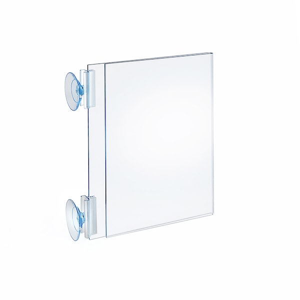 Azar Displays Two-Sided Acrylic Sign Holder W/ Suction Cup Grippers 5.5"x8.5", PK10 - 106684