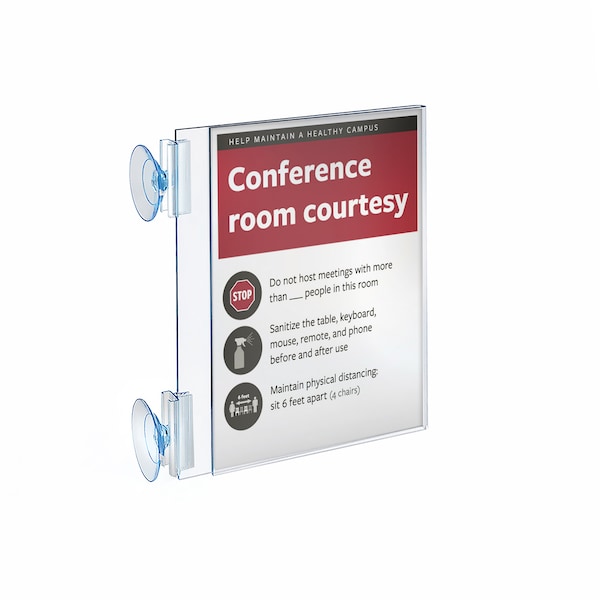 Azar Displays Two-Sided Acrylic Sign Holder W/ Suction Cup Grippers 5.5"x8.5", PK10 - 106684