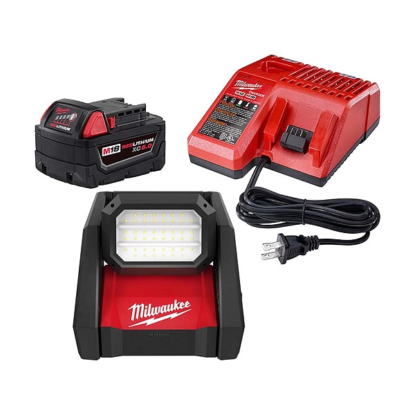 Milwaukee Tool Battery Kit and Flood Light - 48-59-1850, 2366-20