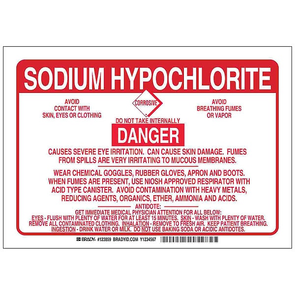 Brady Chemical Sign, 10 in W, 7 in H - 123858