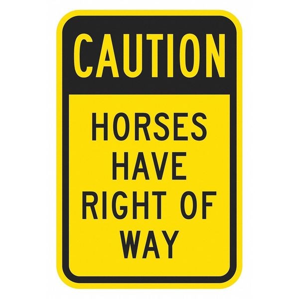 Lyle Horse Crossing Traffic Sign, 18 in H, 12 in W, Aluminum, Vertical Rectangle, T1-1353-EG_12x18 - T1-1353-EG_12X18