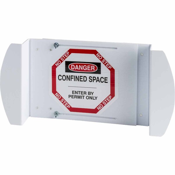 Brady Manhole Cover Sign, 21 in H x 30 in W, Polyester, Octagon, Confined Space Enter By Permit Only - 43754
